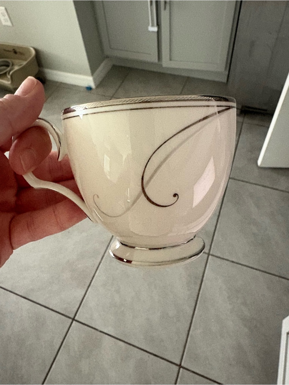 Noritake Elegant Cream and silver Trim Tea Cup